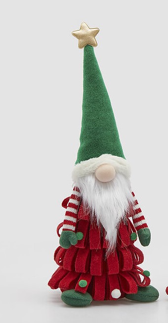 EDG Decorazione Natalizia Fermaporta gnomo-pino vestito rosso cappello verde h.48 CM piccolo