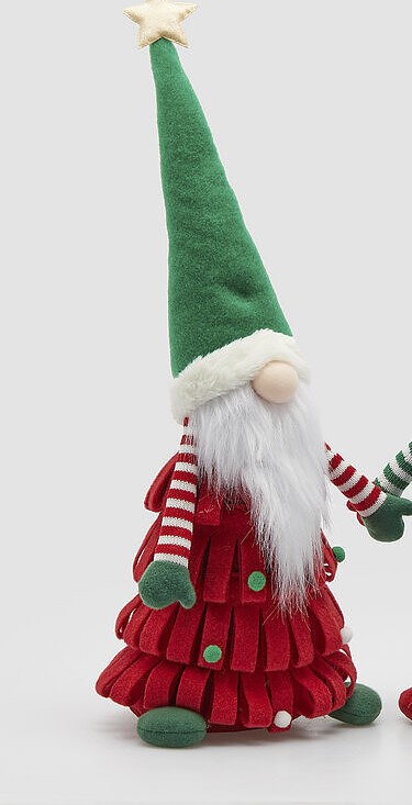 EDG Decorazione Natalizia Fermaporta gnomo-pino vestito rosso cappello verde h.60 cm