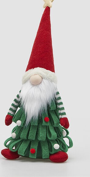 EDG Decorazione Natalizia Fermaporta gnomo-pino vestito verde cappello rosso h.48 CM piccolo