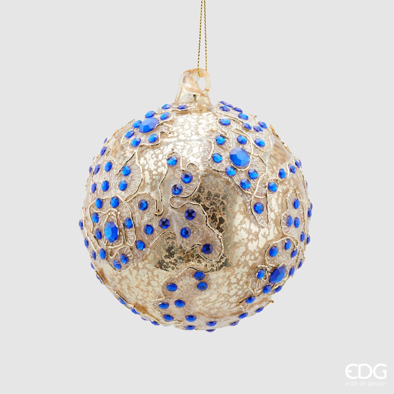 EDG Decorazione Natalizia Pallina gemme d10 oro e blu