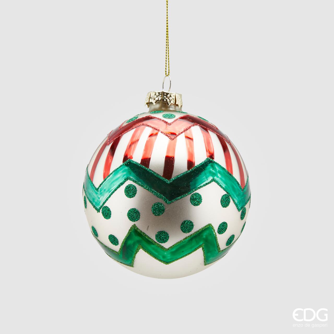 EDG Decorazione Natalizia Pallina in vetro Decori zig zag d 10