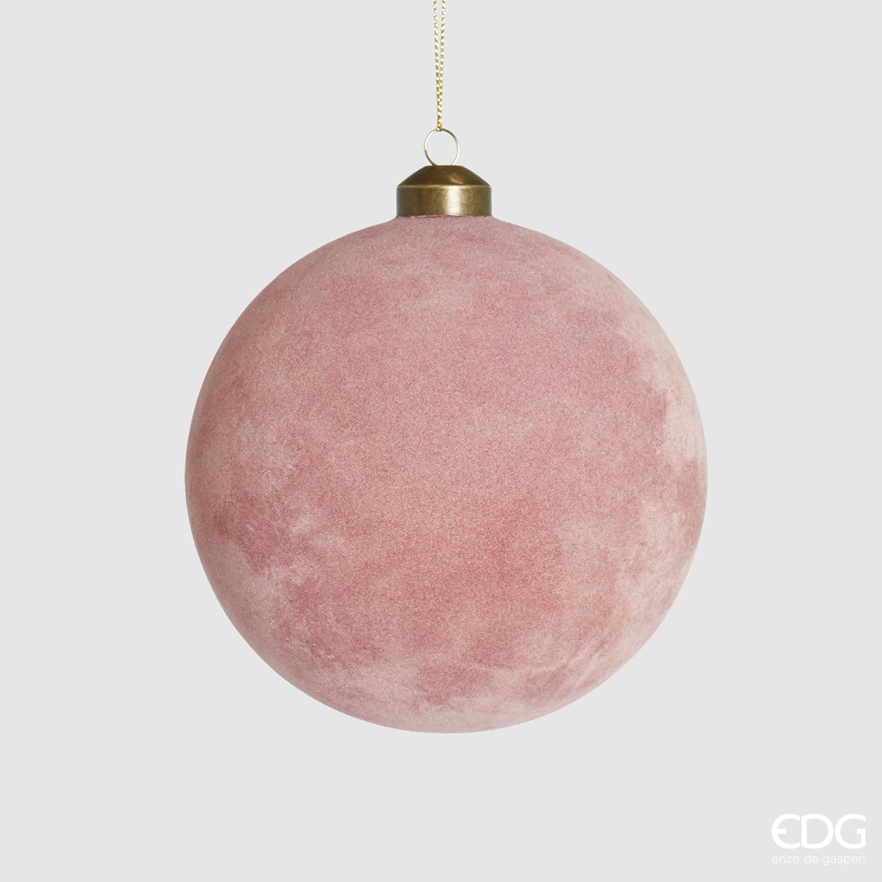 EDG Decorazione Natalizia Pallina Vetro Velluto Rosa D12