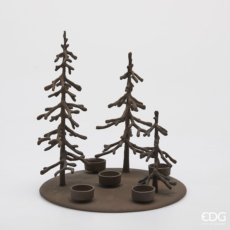 EDG Decorazione Natalizia Porta Candela Abete rotondo x 5 h.35 cm