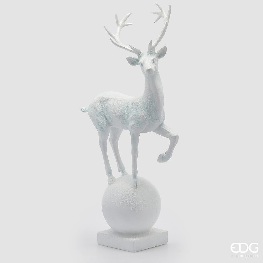 EDG DECORO CERVO H.69 CM BIANCO SU SFERA