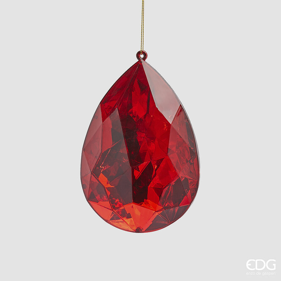 EDG DECORO DIAMANTE ROSSO GOCCIA DA APPENDERE H.15 CM