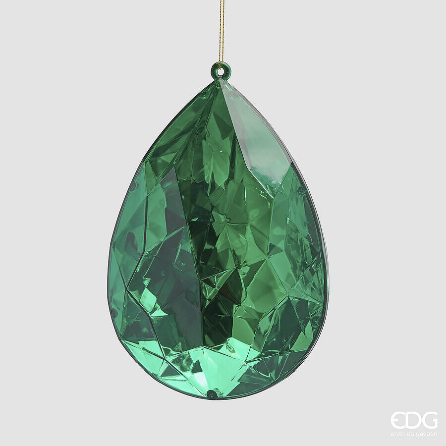 EDG DECORO DIAMANTE VERDE SMERALDO GOCCIA DA APPENDERE H.19 CM