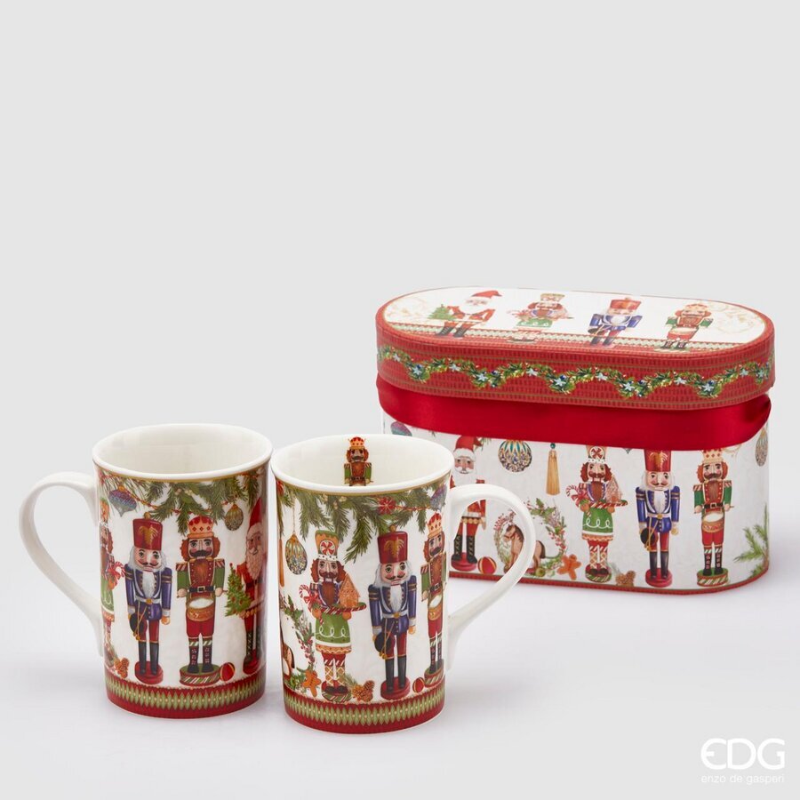 EDG Enzo De Gasperi  TAZZA MUG NATALIZIA SCHIACCIANOCI SET 2 PZ H. 11 CM