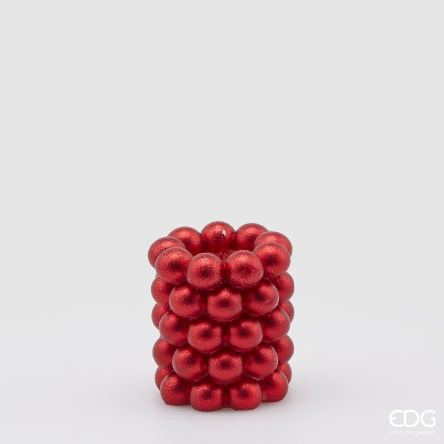 EDG Enzo De Gasperi Candela Natalizia Sfere Rossa  H.9.5 CM