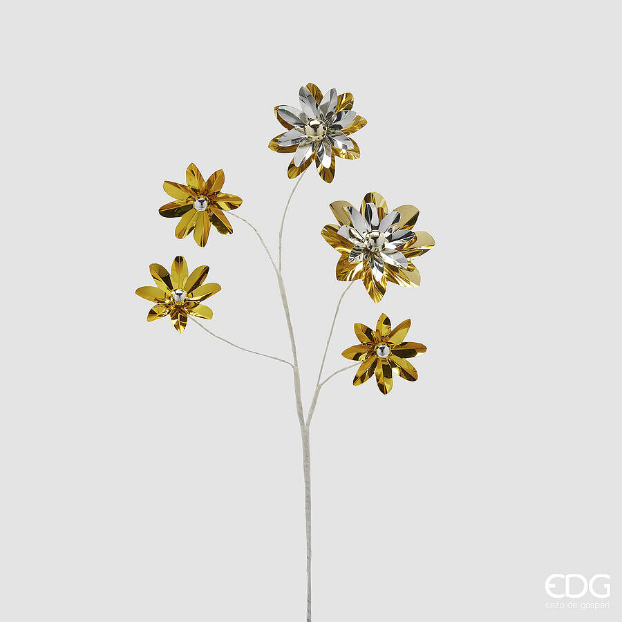 EDG Enzo De Gasperi Decorazione Fiore Gerbera metallo ramo x 5 H.56 cm ORO EDG Enzo De Gasperi Decorazione Fiore Gerbera metallo ramo x 5 H.56 cm ORO