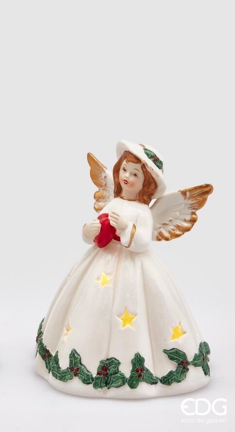 EDG Enzo De Gasperi Decorazione Natalizia ANGELO VINTAGE Cuore Con Led H15 EDG Enzo De Gasperi Decorazione Natalizia ANGELO VINTAGE Cuore Con Led H15