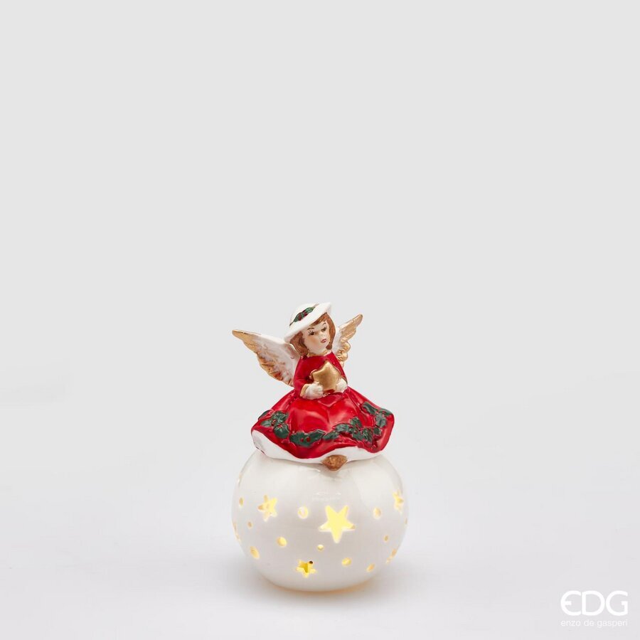 EDG Enzo De Gasperi Decorazione Natalizia ANGELO VINTAGE Rosso Sfera Con Led H12 EDG Enzo De Gasperi Decorazione Natalizia ANGELO VINTAGE Rosso Sfera Con Led H12