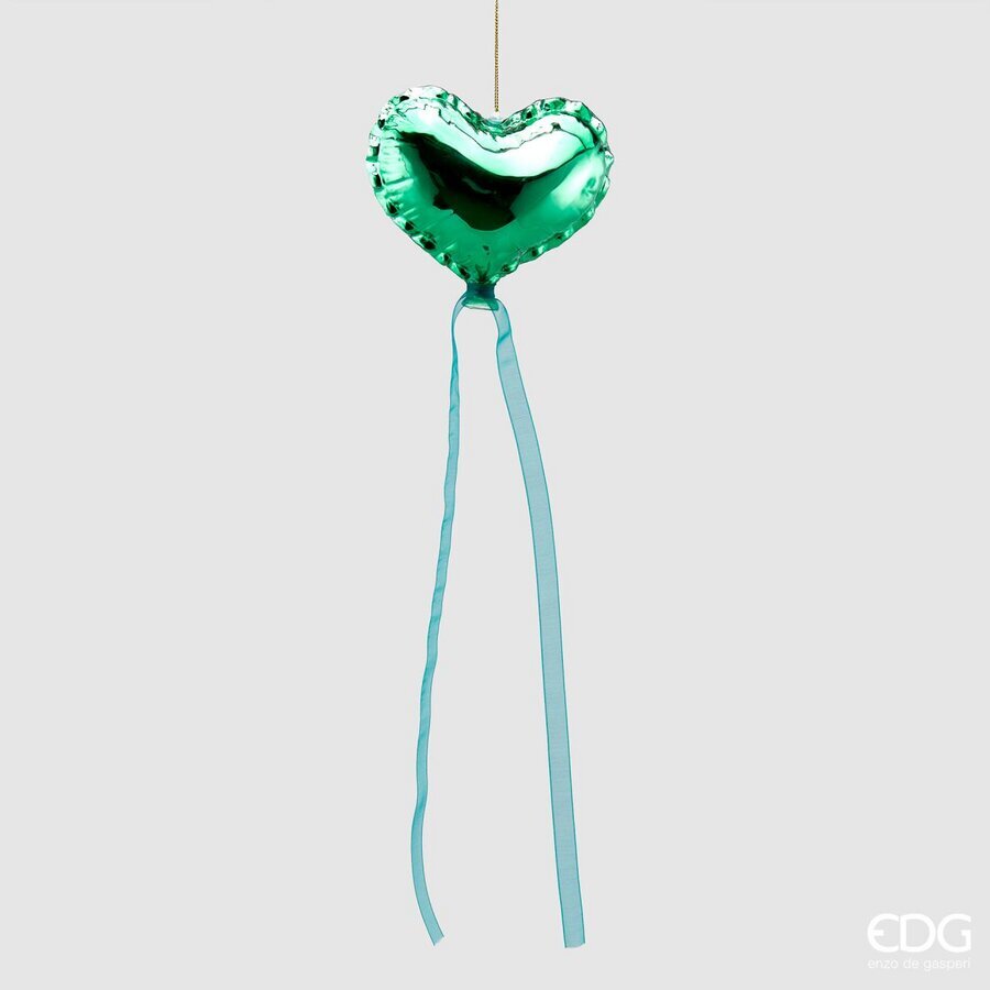 EDG Enzo De Gasperi Decorazione Natalizia Palloncino Cuore verde vetro D12
