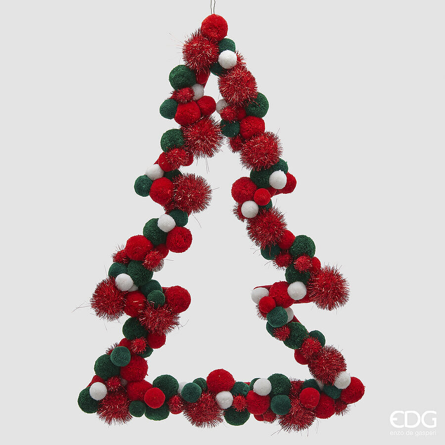 EDG Enzo De Gasperi Decorazione natalizia Pino Pompon da Appendere H 60 cm EDG Enzo De Gasperi Decorazione natalizia Pino Pompon da Appendere H 60 cm