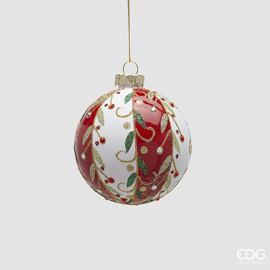 EDG Enzo De Gasperi Decorazioni Natalizia Palla fasce Vischio d. 8 cm