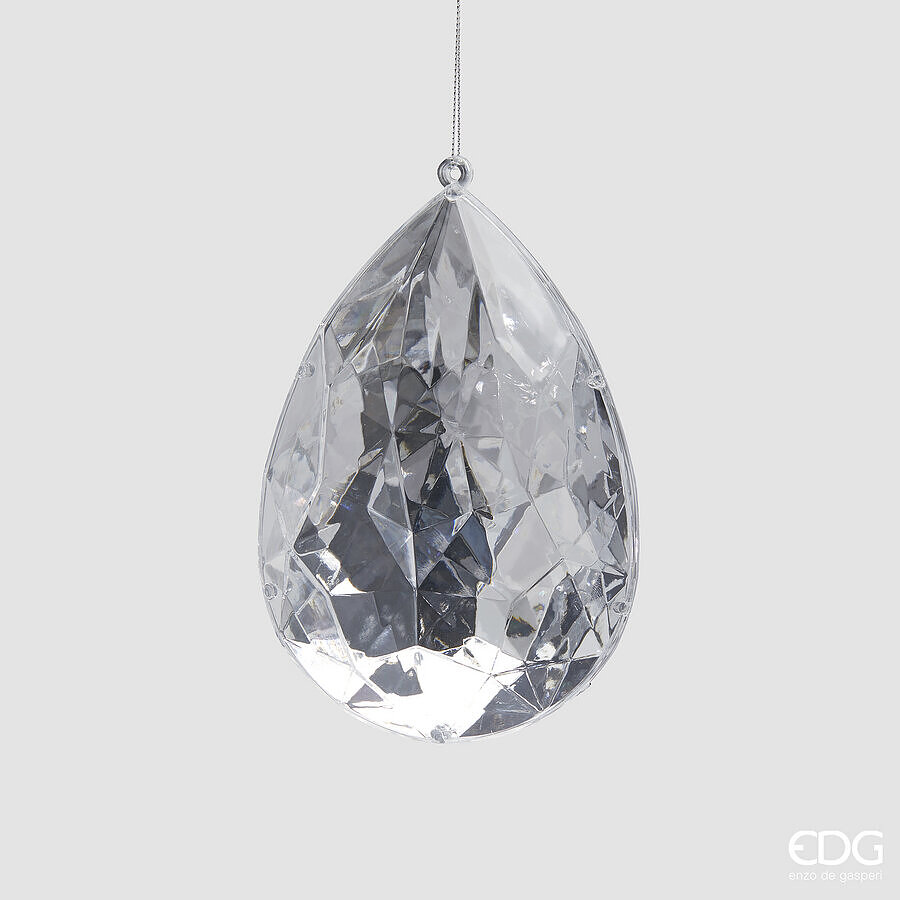 EDG Enzo De Gasperi Decoro Diamante Goccia trasparente di Natale da Appendere L 8,5 Cm D 16 EDG Enzo De Gasperi Decoro Diamante Goccia trasparente di Natale da Appendere L 8,5 Cm D 16