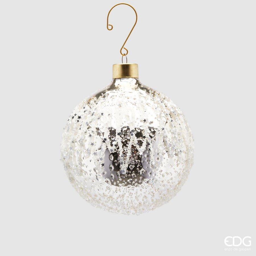 EDG Enzo De Gasperi Palla Di Natale VETRO STELLINE DIAM 10 CM EDG Enzo De Gasperi Palla Di Natale VETRO STELLINE DIAM 10 CM