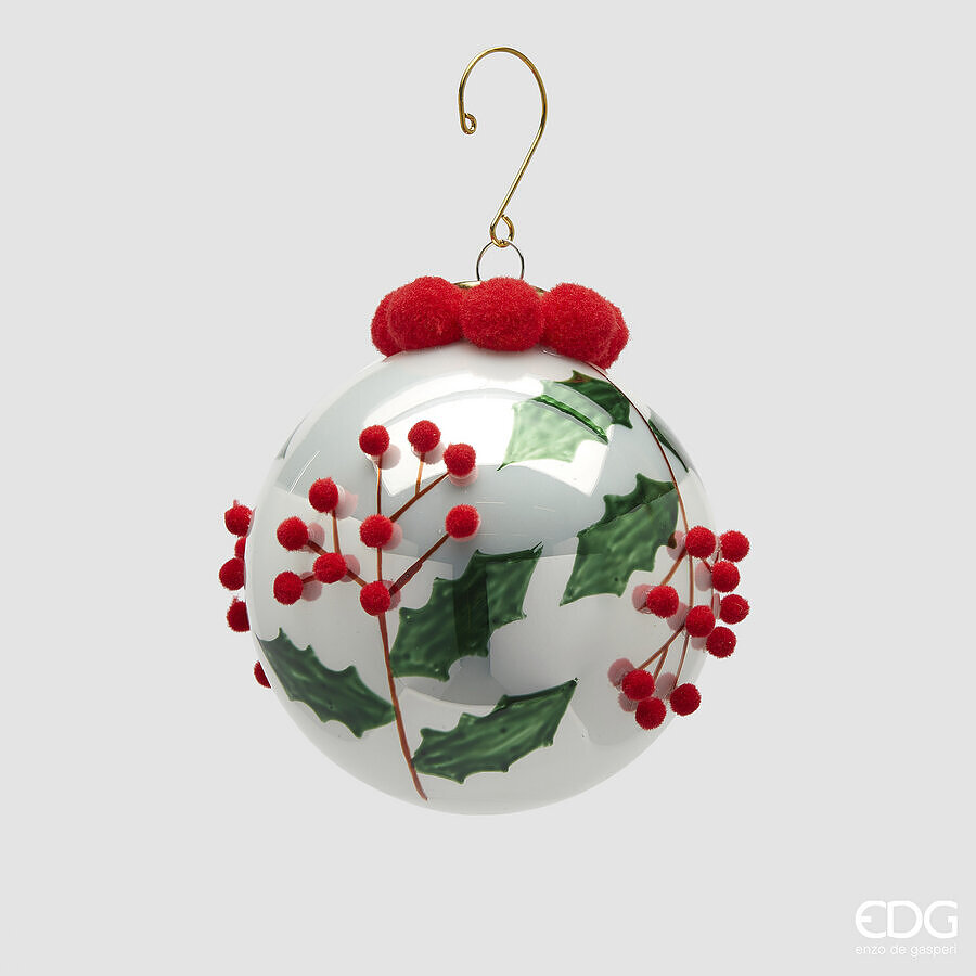 EDG Enzo De Gasperi PALLA SFERA AGRIFOGLIO Diam10 cm BIANCO