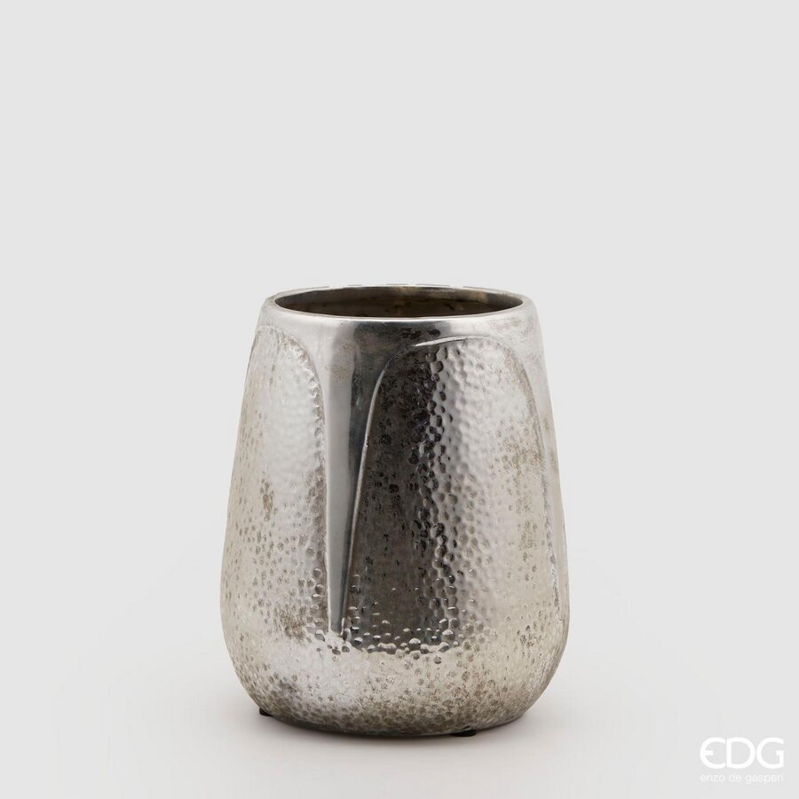 EDG Enzo De Gasperi Vaso martellato H23 D19,5 silver