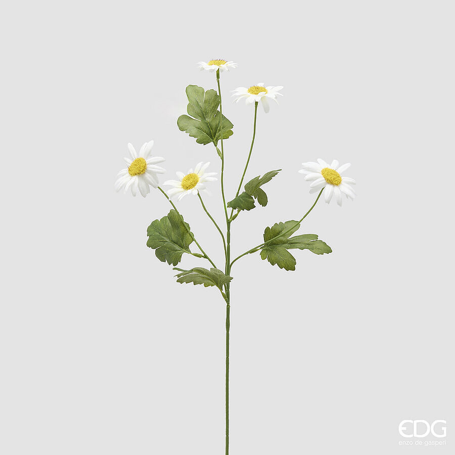 EDG FIORE ARTIFICIALE MARGHERITA RAMO X 5 CON FOGLIE H.65 CM