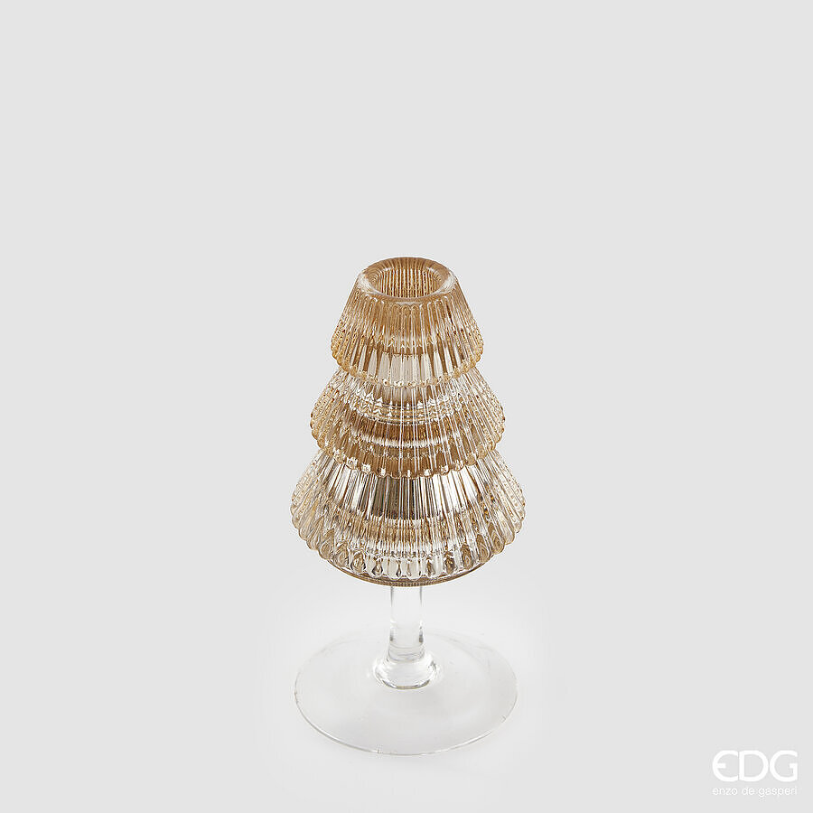 EDG PORTACANDELA DESIGN PINO CALICE H.16 CM ORO