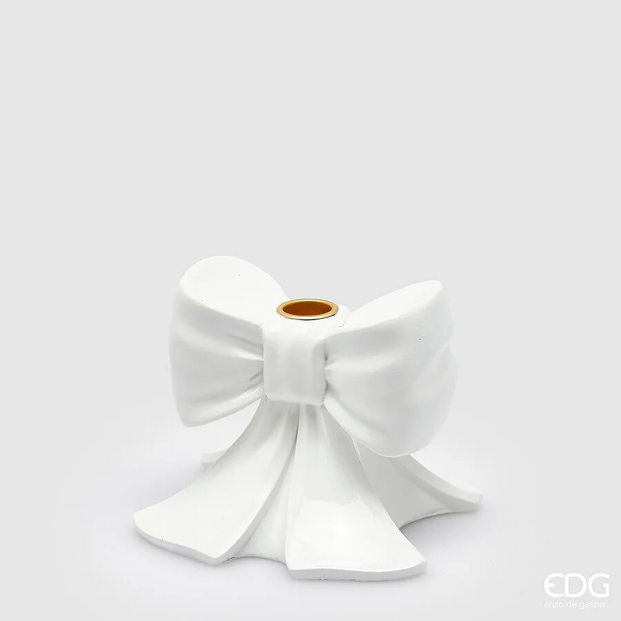 EDG Portacandela Fiocco Bianco EDG h.11 cm. EDG Portacandela Fiocco Bianco EDG h.11 cm.