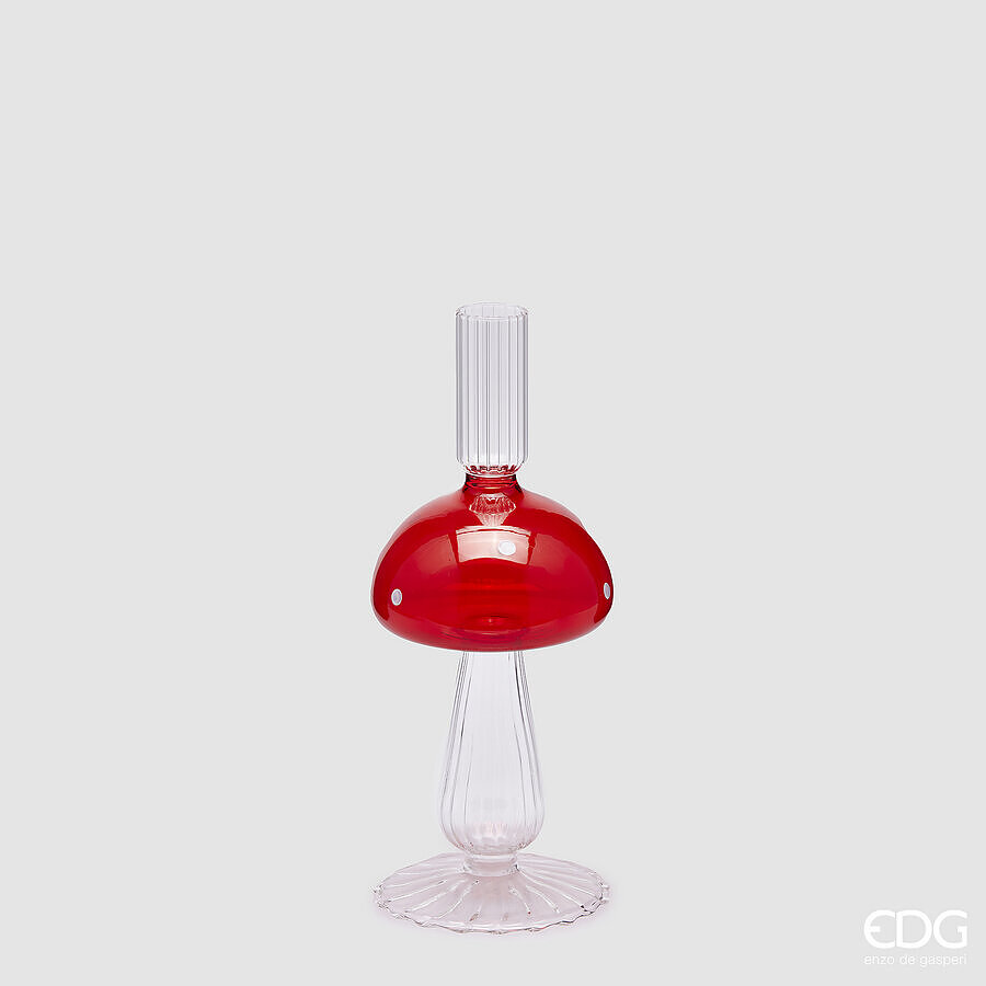 EDG PortaCandela Fungo h.23 cm vetro
