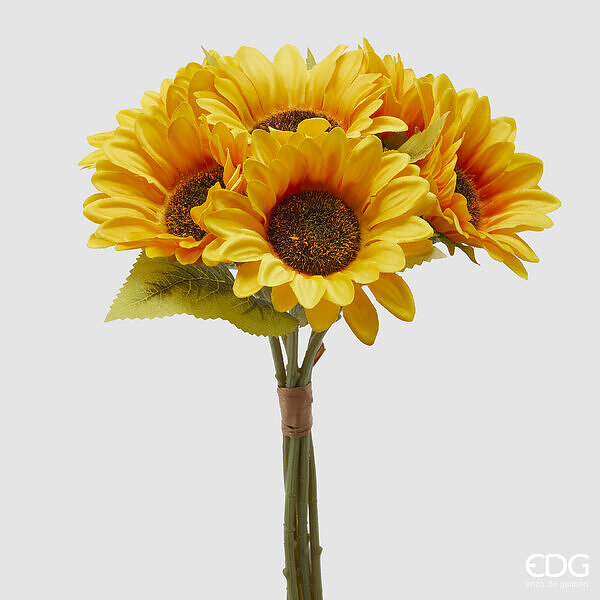 EDG Ramo Artificiale Bouquet di Girasoli 6 Fiori H 35 CM