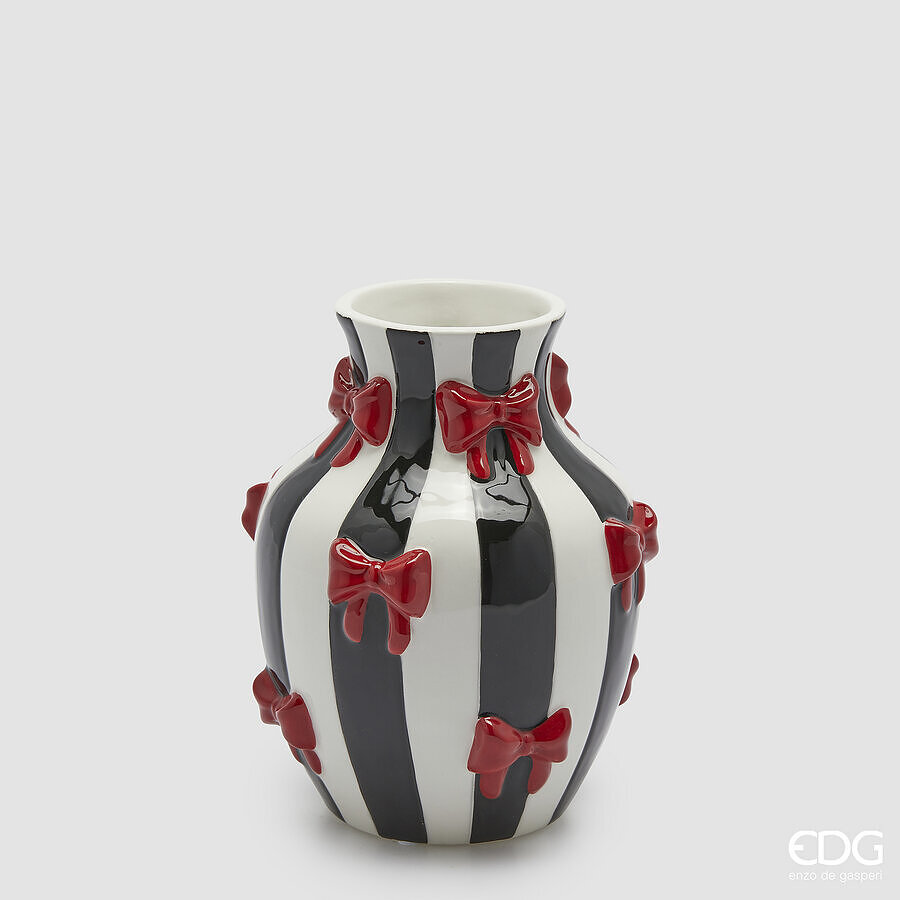 EDG VASO a forma di anfora con piccoli fiocchi rossi Fiocchi H. 19 CM EDG VASO a forma di anfora con piccoli fiocchi rossi Fiocchi H. 19 CM