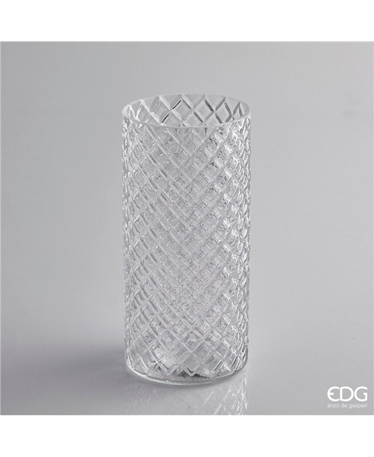 EDG Vaso Cilindrico Trasparente rombi