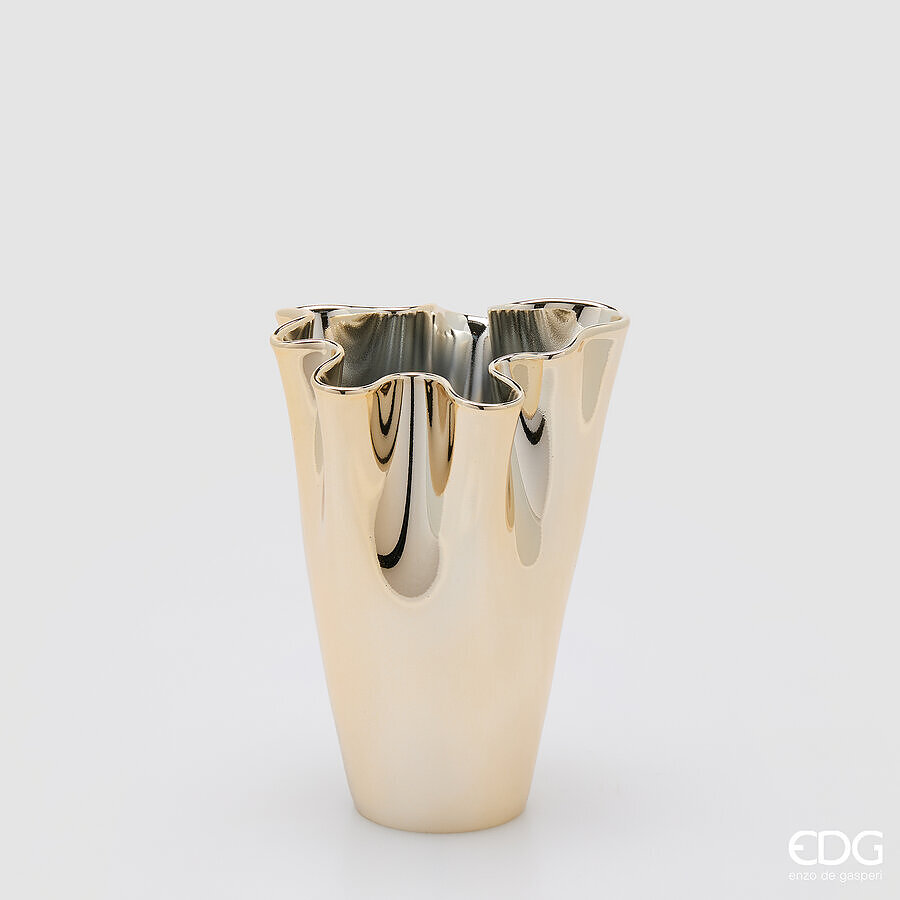 EDG VASO DRAPPO NIDA ORO H 22 CM DIAM. 17 CM EDG VASO DRAPPO NIDA ORO H 22 CM DIAM. 17 CM