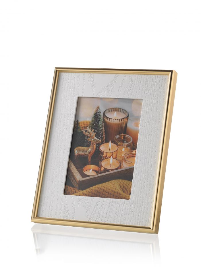 EVVIVA CORNICE LEGNO BIANCO CON BORDO ORO 13X18 EVVIVA CORNICE LEGNO BIANCO CON BORDO ORO 13X18