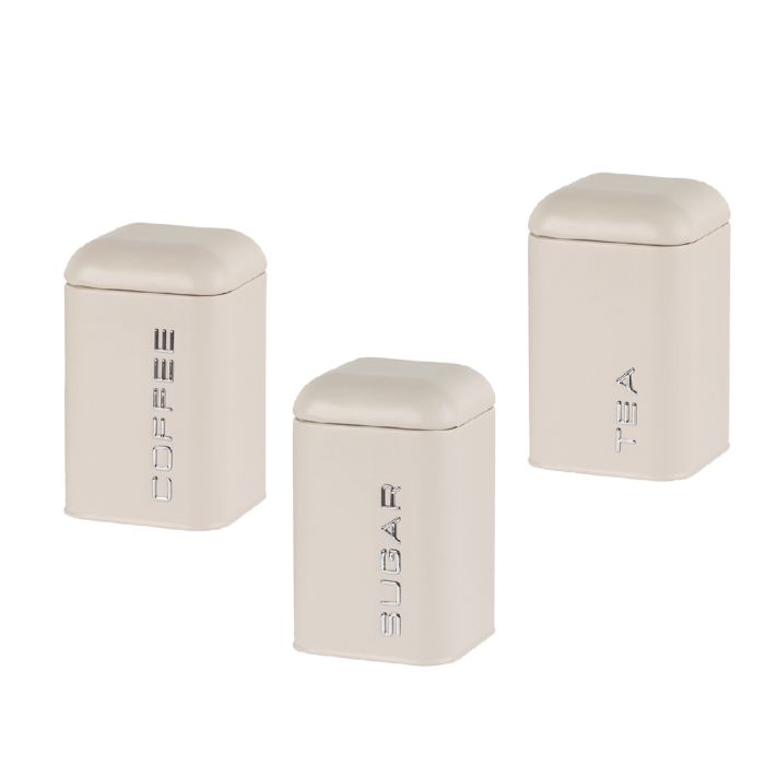 EVVIVA Set 3 barattoli  da cucina 11,5 x 11,5 H 17,5 cm avorio