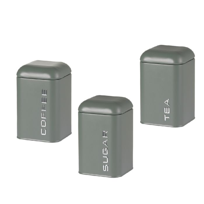 EVVIVA Set 3 barattoli  da cucina 11,5 x 11,5 H 17,5 cm petrolio