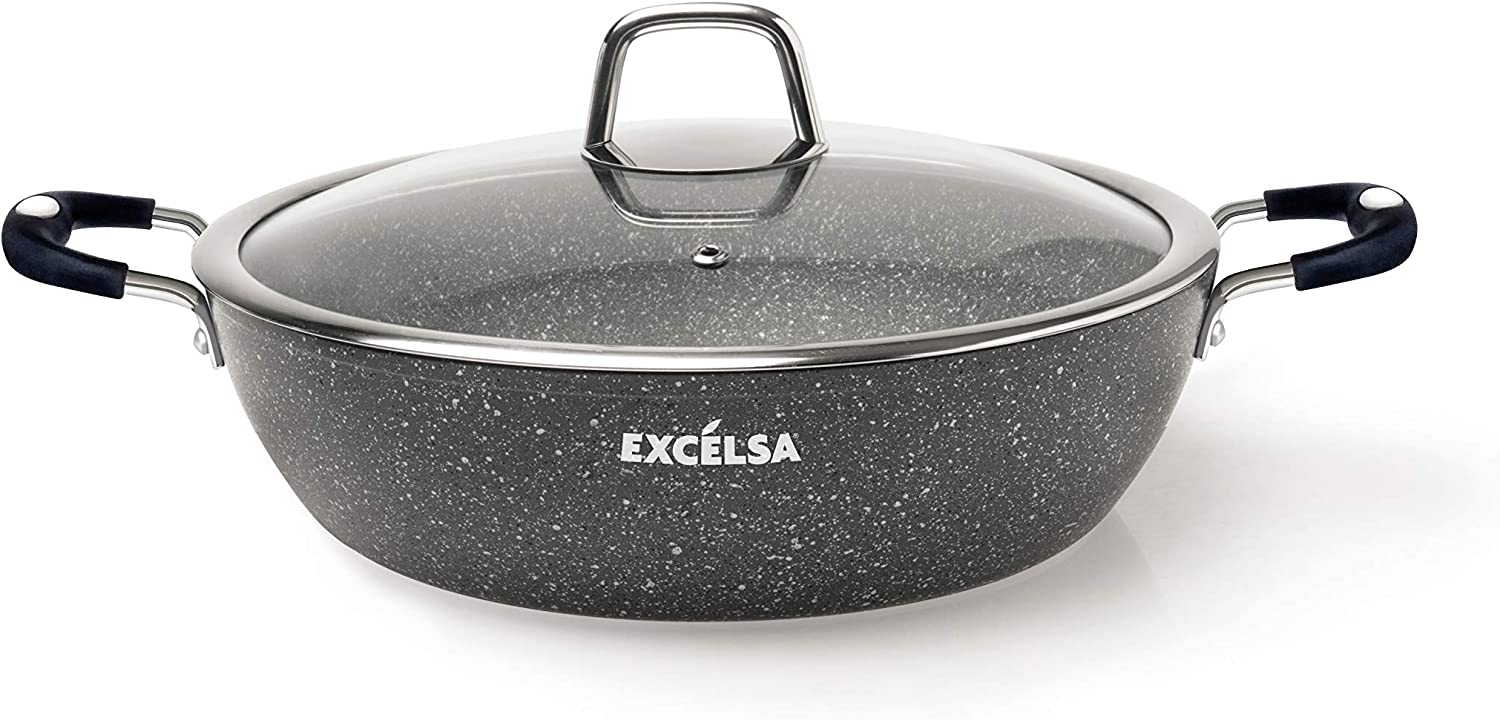 EXCELSA Forn-Ok Tegame Antiaderente 28 Cm, Alluminio, Grigio