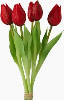 HENRIETTE TULIPANO FIORI ARTIFICIALI BOUQUET 5 TULIPANI ROSSO HENRIETTE TULIPANO FIORI ARTIFICIALI BOUQUET 5 TULIPANI ROSSO