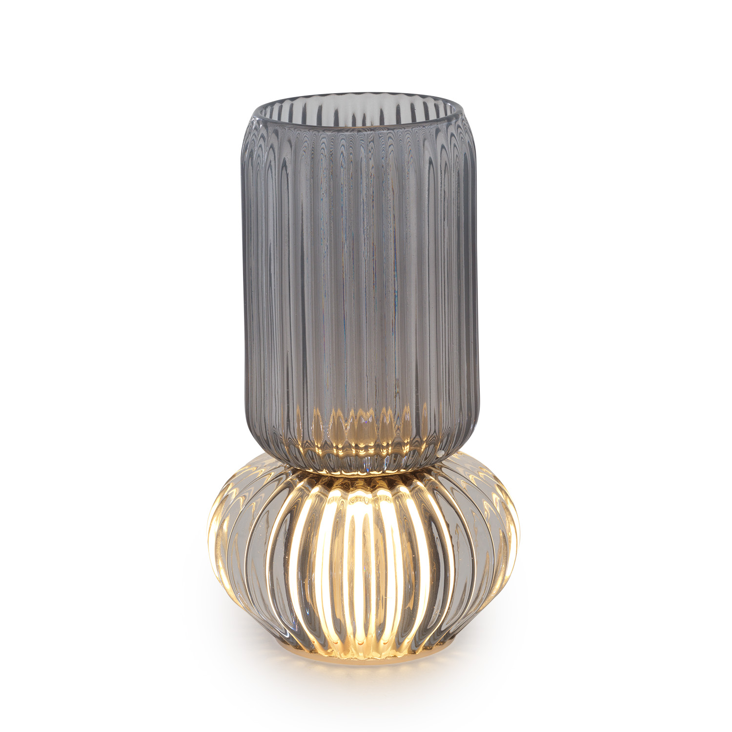 HENRIETTE VASO GRIGIO FUMO C-LUCE LED
