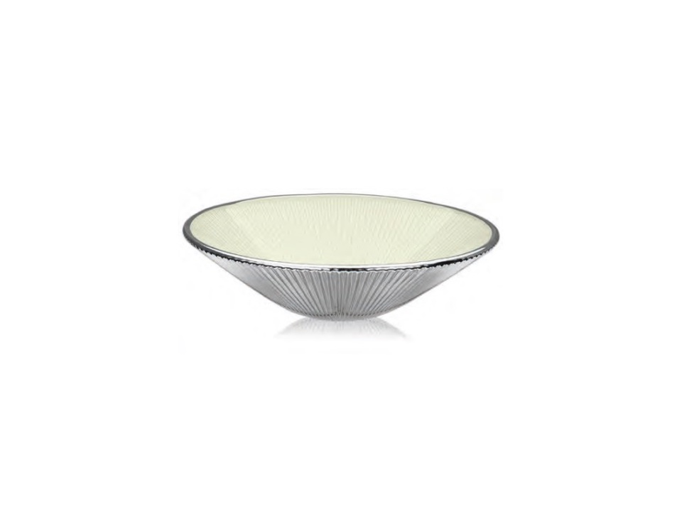 IVV coppa in vetro decoro bianco panna argentato 25 cm