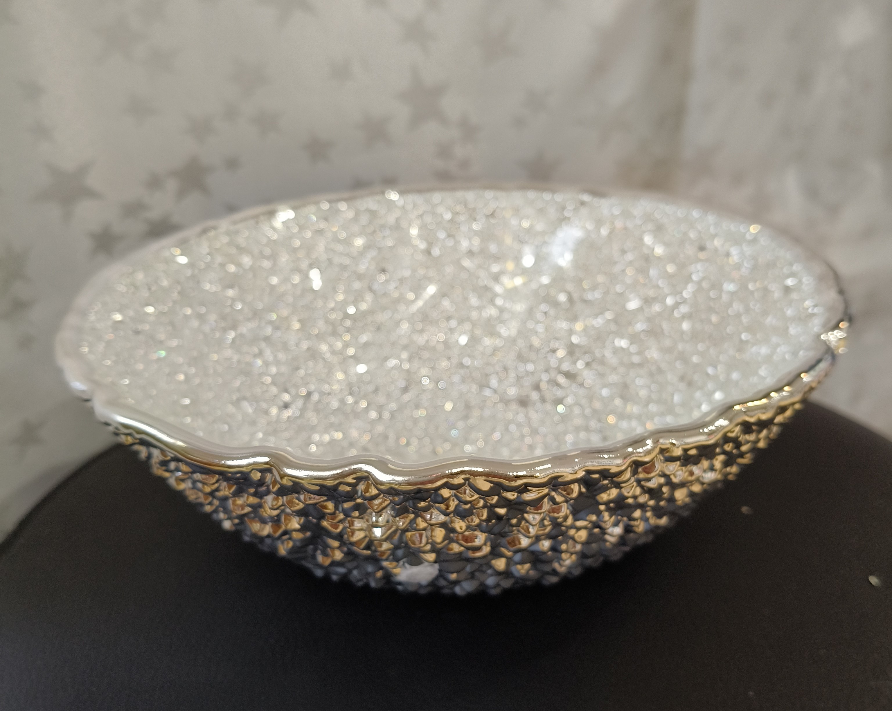 IVV COPPA LIRICA in vetro decoro argento specchiato cm 20 IVV COPPA LIRICA in vetro decoro argento specchiato cm 20