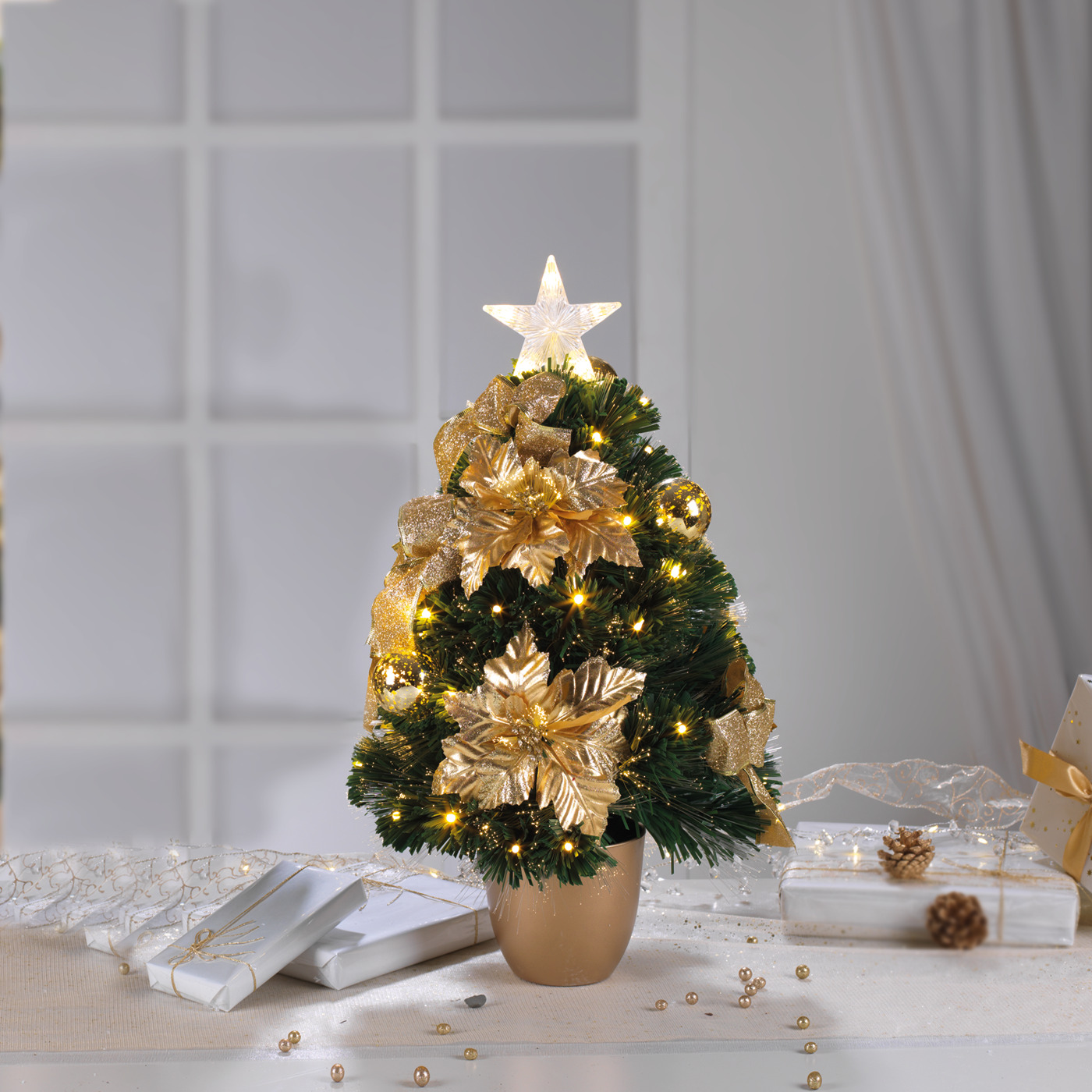 MASCAGNI ABETE A FIBRA OTTICA CON LED FLASH H.60 CM