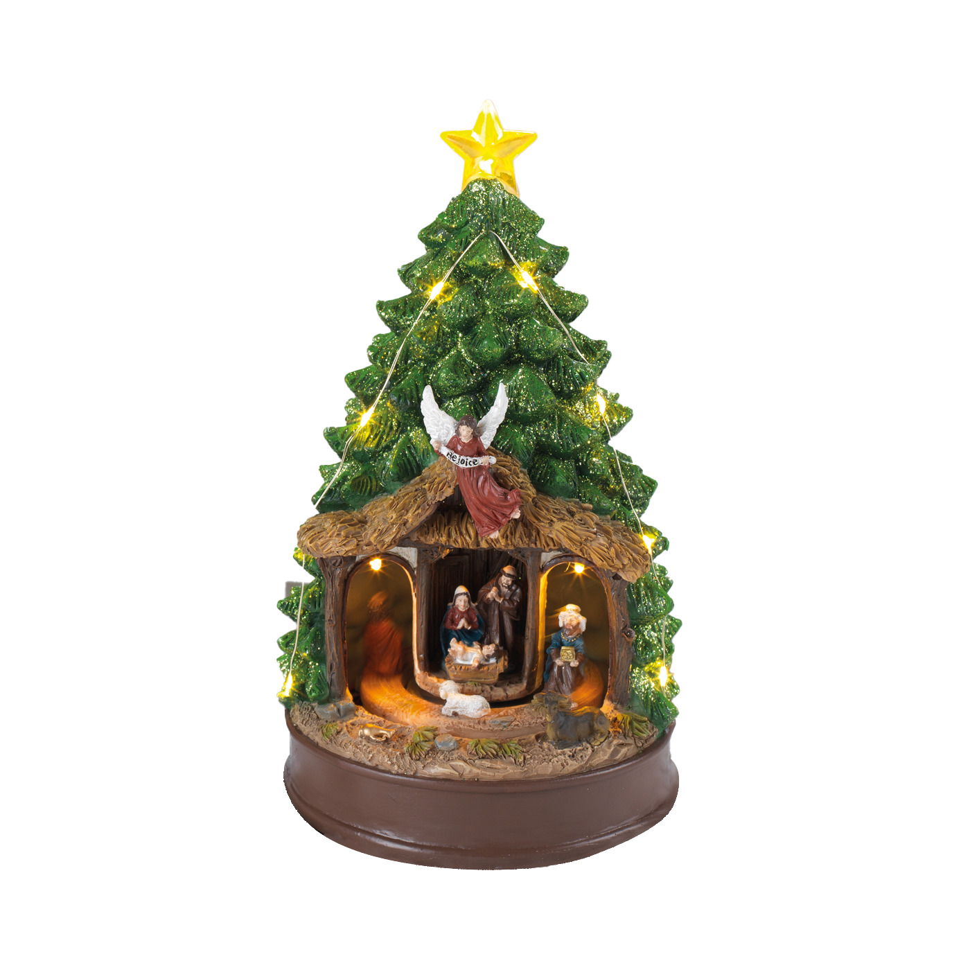 MASCAGNI CARILLON LED PRESEPE IN ABETE CON MOVIMENTO GIREVOLE H.25 CM