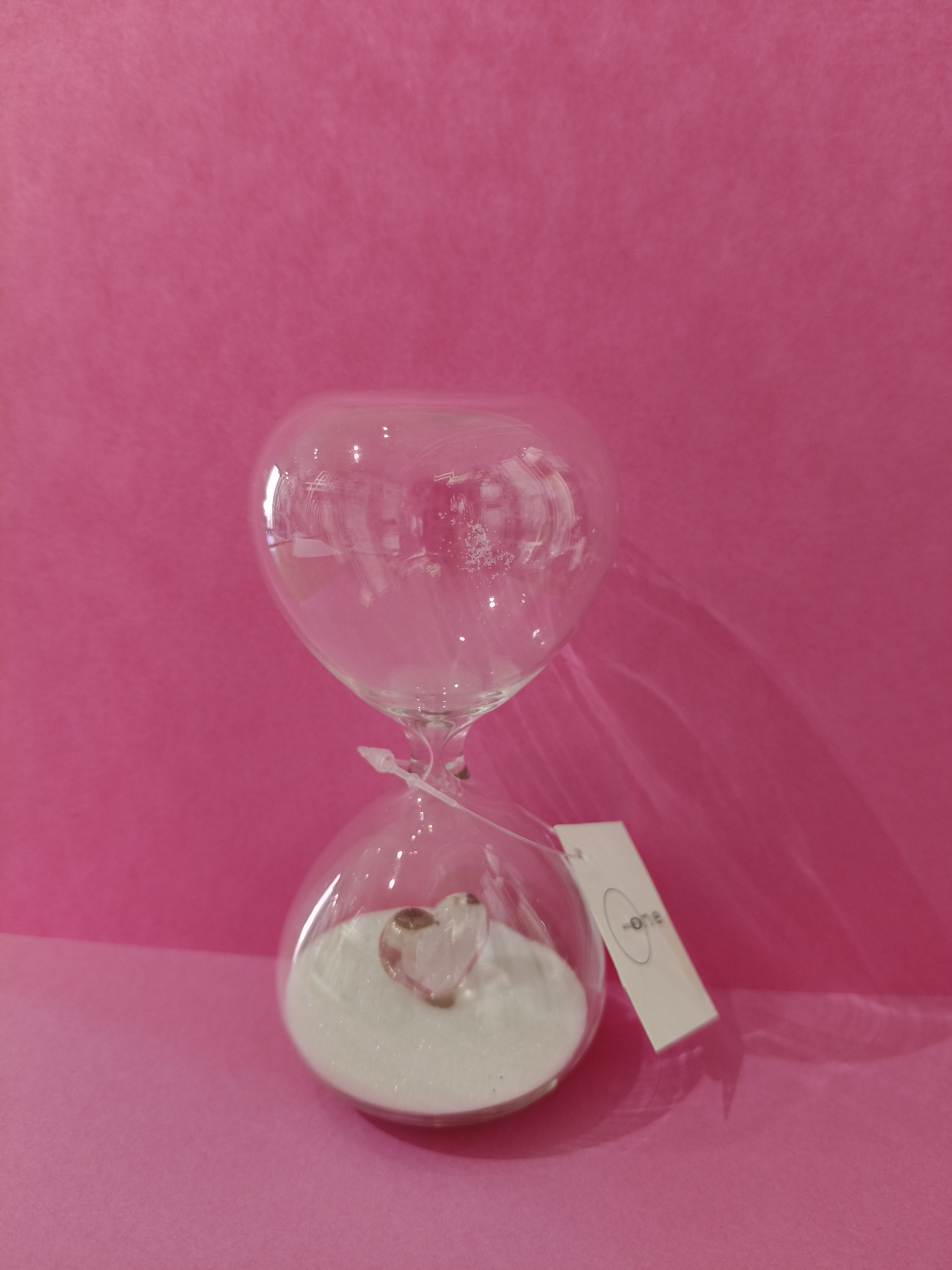 MASCAGNI Clessidra decorativa con cuore rosa h. 12 cm