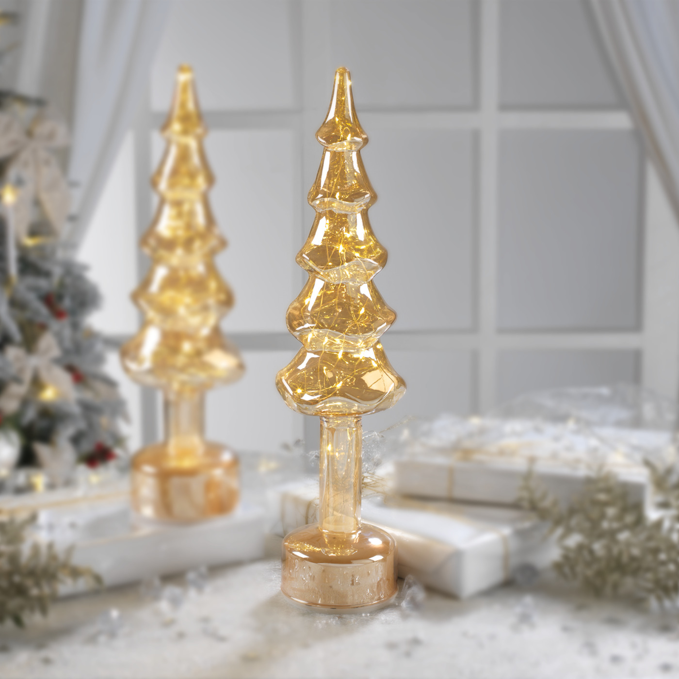 MASCAGNI DECORO ABETE IN VETRO CON MOVIMENTO E LUCI H.46 CM MASCAGNI DECORO ABETE IN VETRO CON MOVIMENTO E LUCI H.46 CM