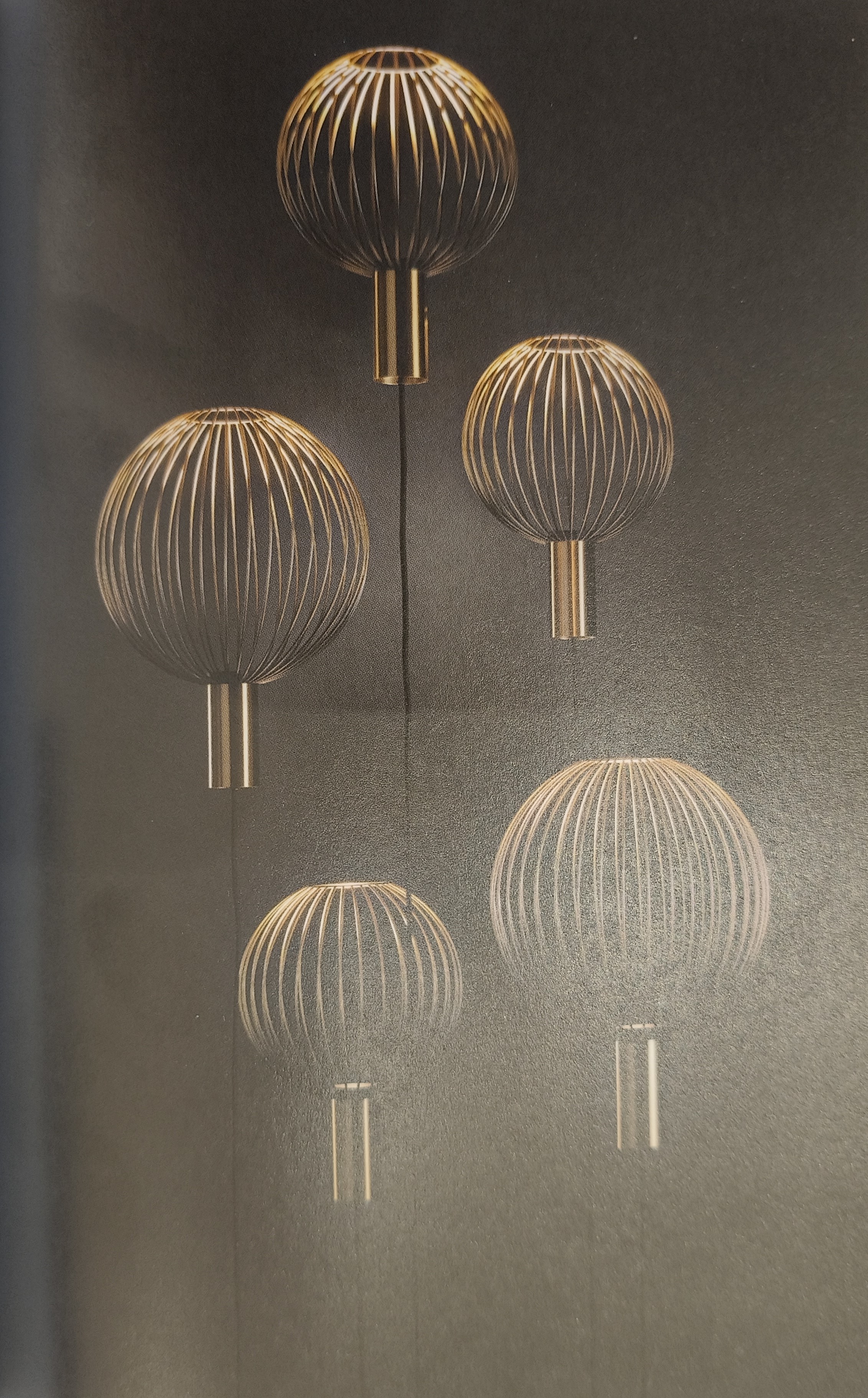 MASCAGNI LAMPADARIO SOSPENSIONE 5 SFERE DIAM.25-30 CM