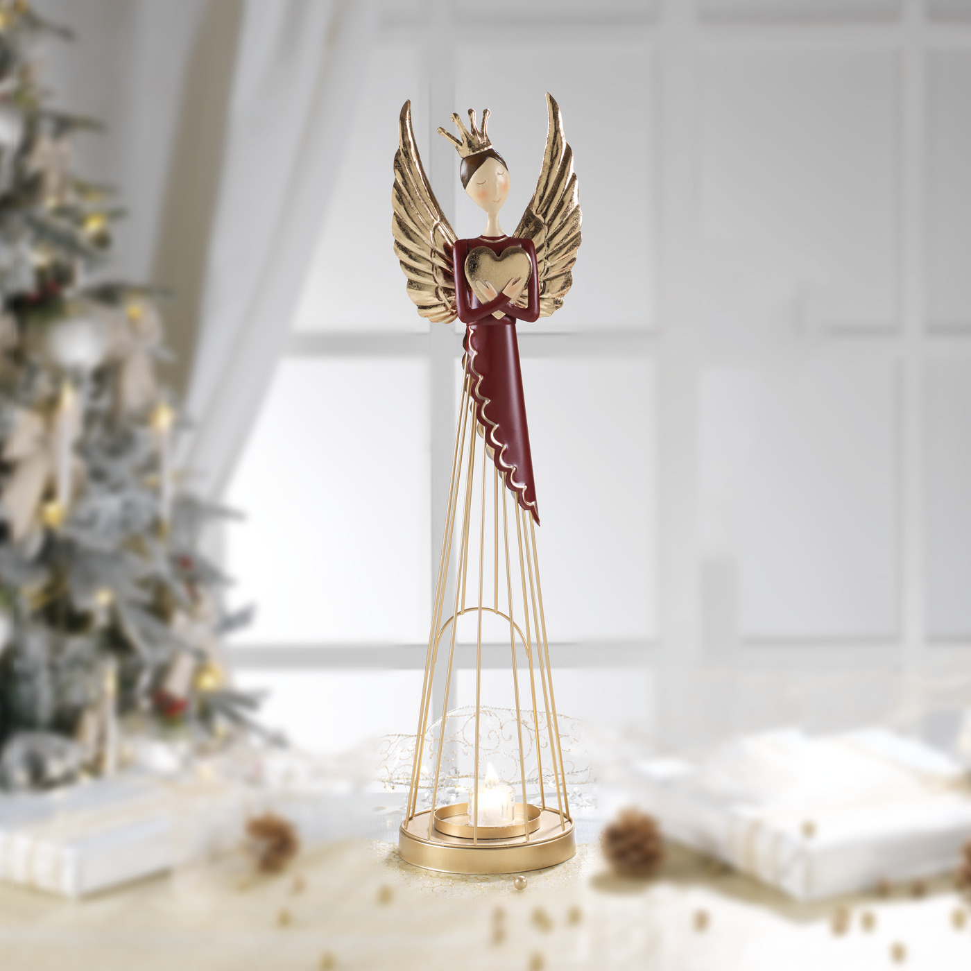 MASCAGNI PORTACANDELA ANGELO IN METALLO H.61 CM MASCAGNI PORTACANDELA ANGELO IN METALLO H.61 CM