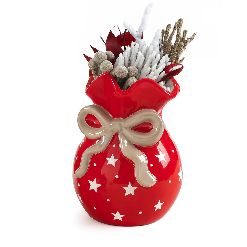 MASCAGNI VASO NATALIZIO CERAMICA ROSSO H.15 CM MASCAGNI VASO NATALIZIO CERAMICA ROSSO H.15 CM