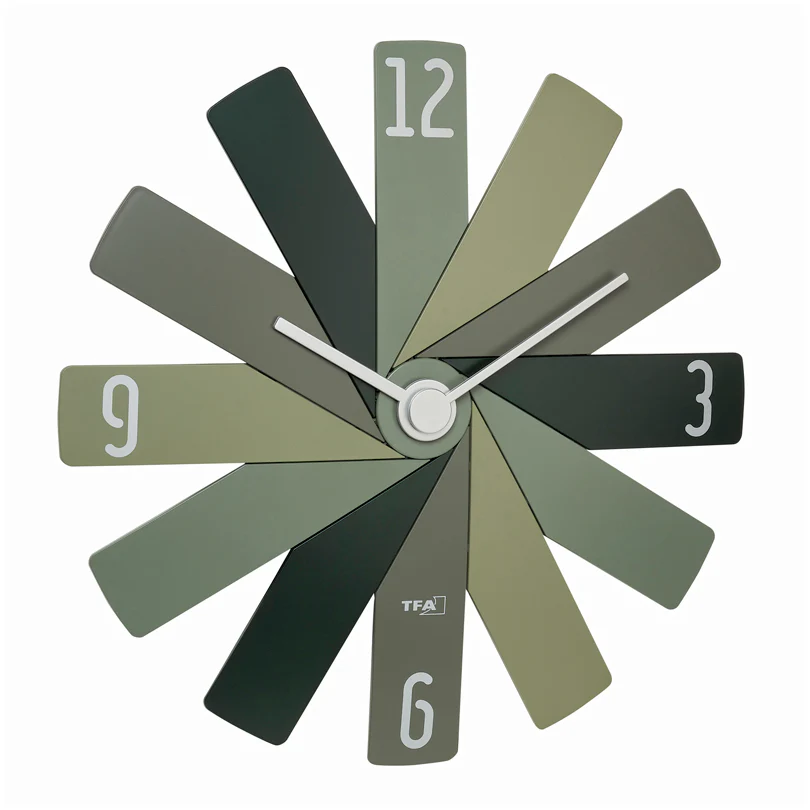 SCHONHUBER Orologio da parete di design analogico "Clock in a Box", da assemblare NERO-VERDE