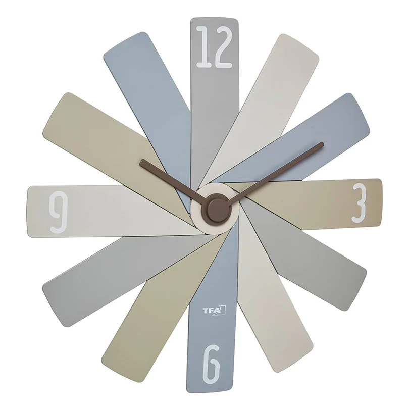 SCHONHUBER Orologio da parete di design analogico "Clock in a Box", da assemblare TORTORA-AZZURRO