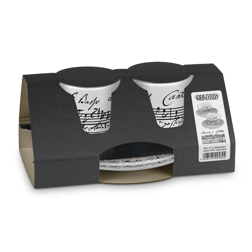 SCHONHUBER SET Tazze da caffé con piattino assortite, 4pezzi in scatola da regalo