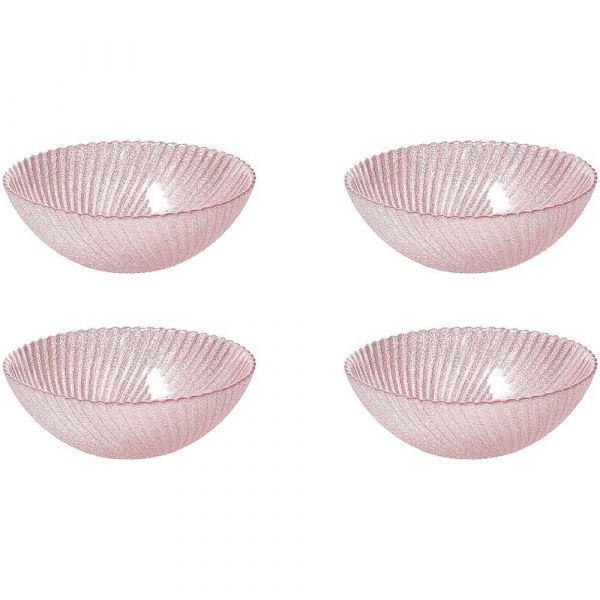 TOGNANA Set 4 Coppette Cm 16 Pink Glitter Vetro Rosa