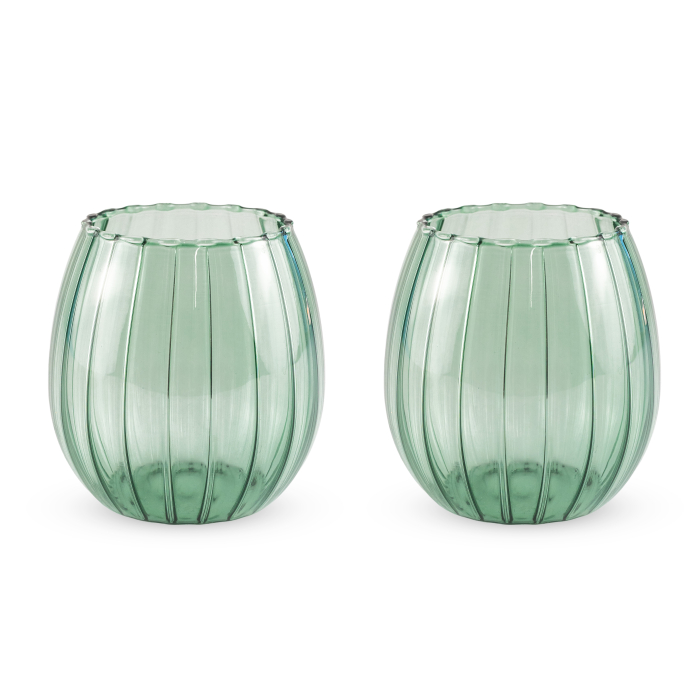 WD LIFESTYLE BICCHIERE SET 2 bicchieri acqua effetto plissè, colore verde